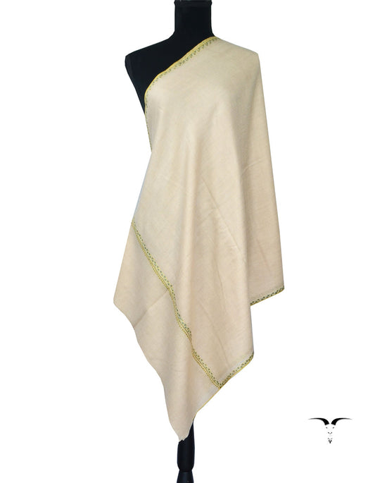 Hand Embroidered Pashmina White Stole 5258