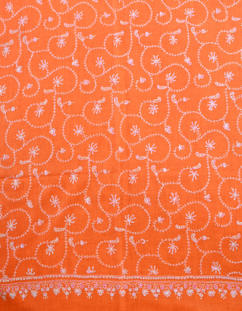 Hand Embroidered Pashmina Scarf Orange 5260