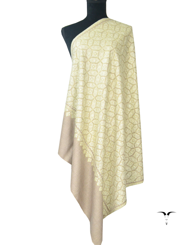 Sozni jamavar Pashmina Natural shawl5272