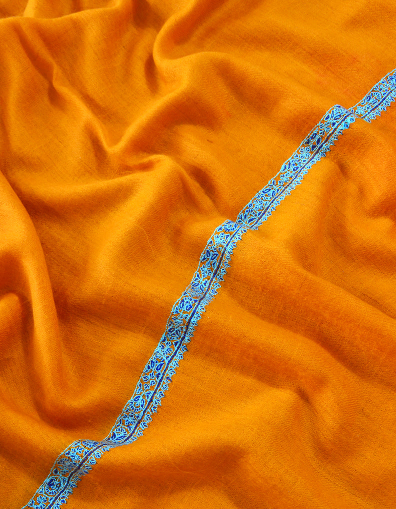 Hand Embroidered Pashmina Stole Orange 5307