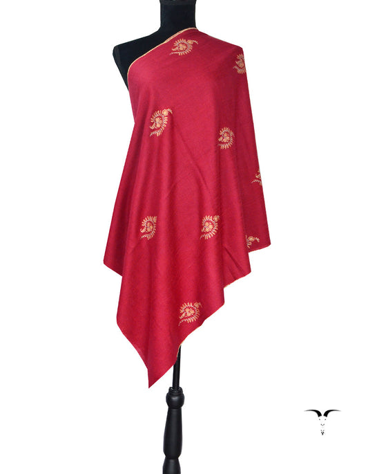 Hand Embroidered Pashmina Stole Maroon 5313