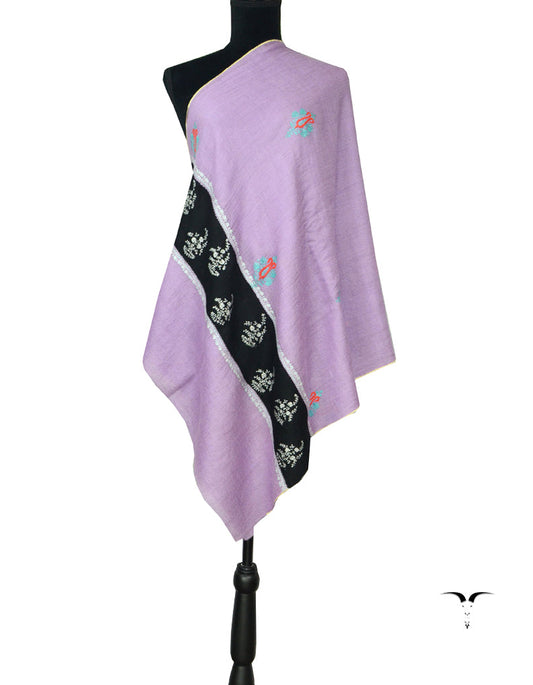 Hand Embroidered Pashmina Stole Lilac 5324