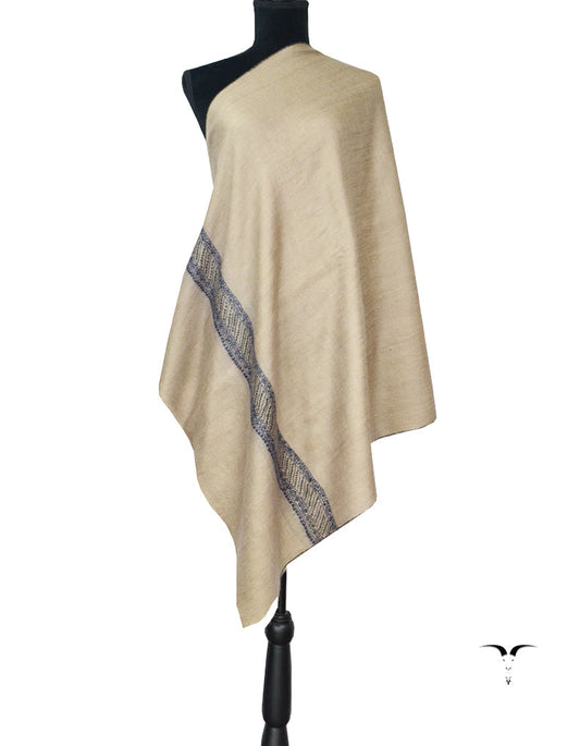 Hand Embroidered Pashmina Stole Natural Grey 5326