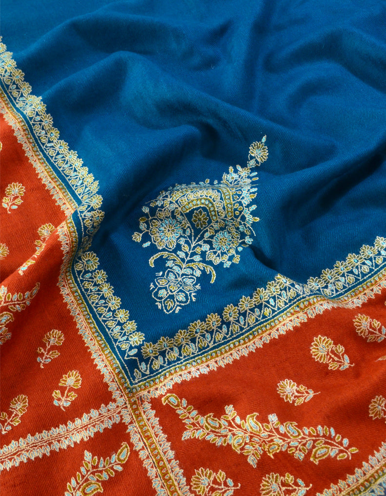Teal blue green pashmina shawl 5355
