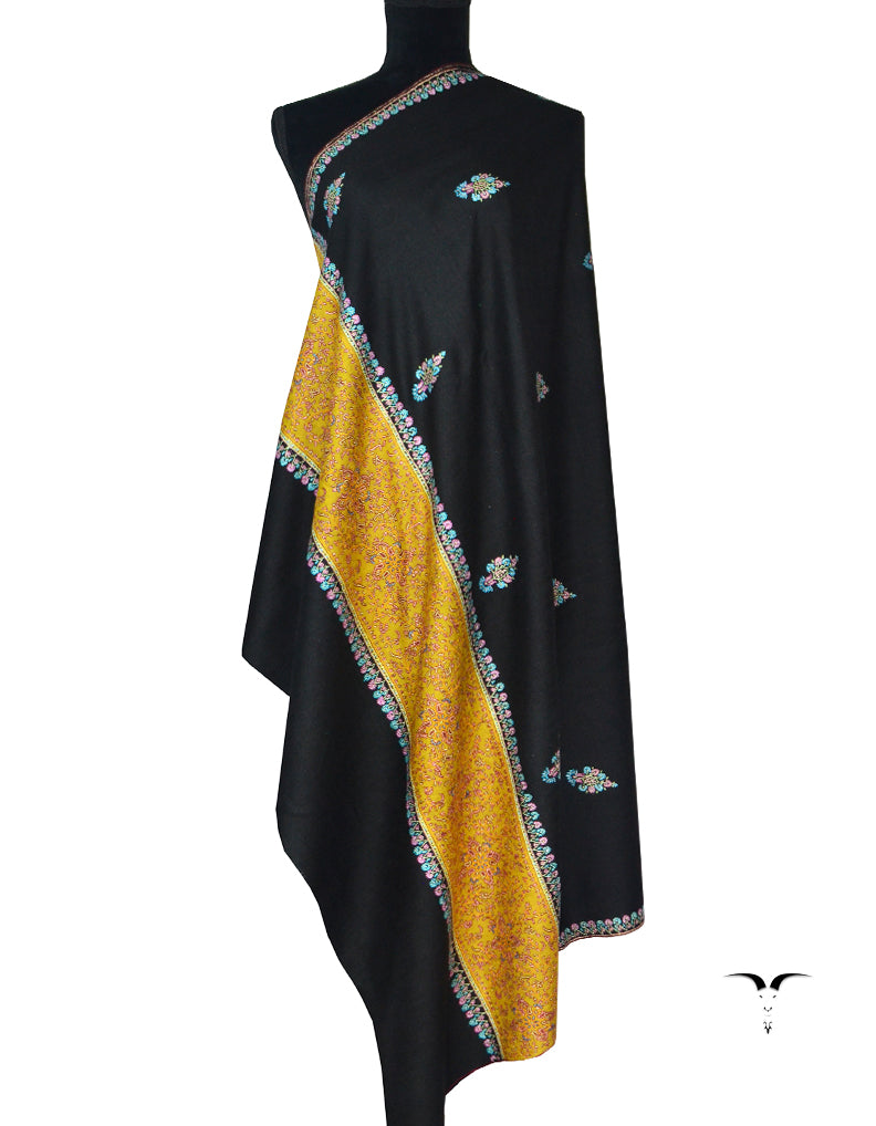 Black patchwork pashmina shawl 5357
