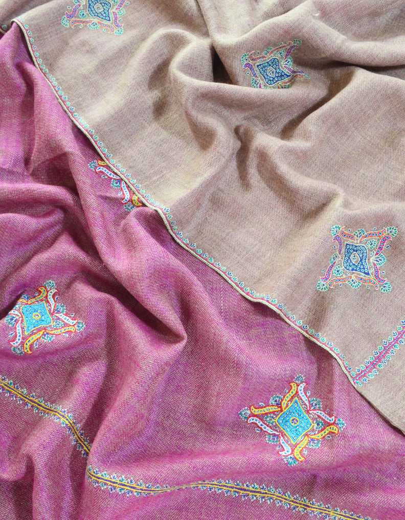Reversible pink pashmina shawl 5359