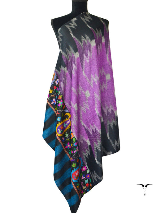Black, Purple, Blue Kani Pashmina Shawl 5409