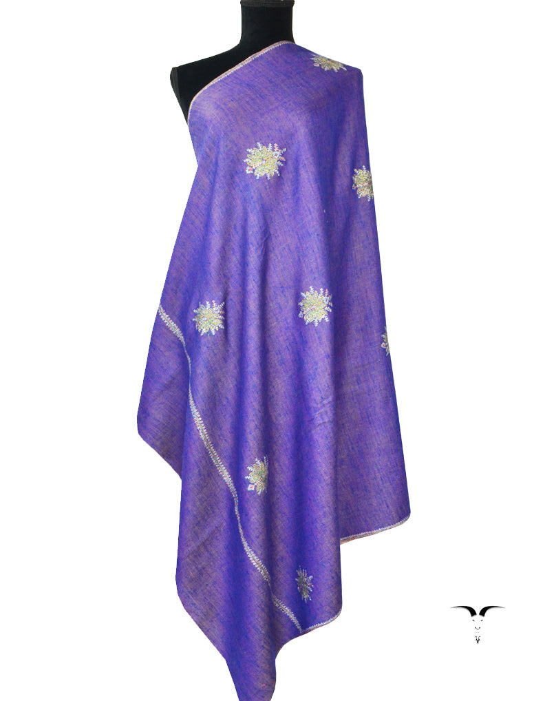 Lavender & Voilet Reversible Pashmina Shawl With Sozni Work 5413