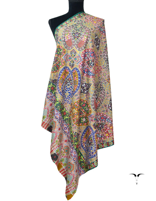 Natural Base Kalamkari Pashmina Shawl 5465
