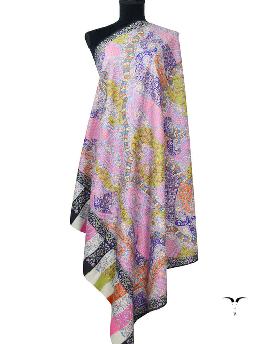 Pink Base Kalamkari Pashmina Shawl 5466