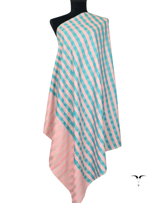 Pink & Blue Striped Pashmina Shawl 5495