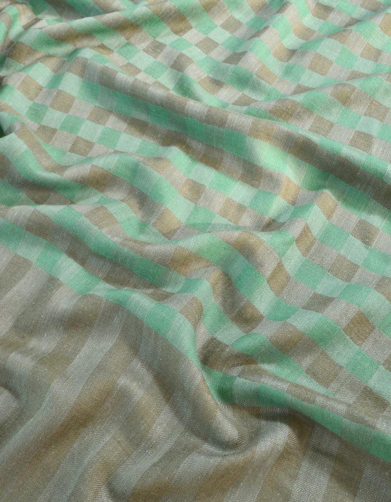 Sea Green & Brown Striped Pashmina Shawl 5498