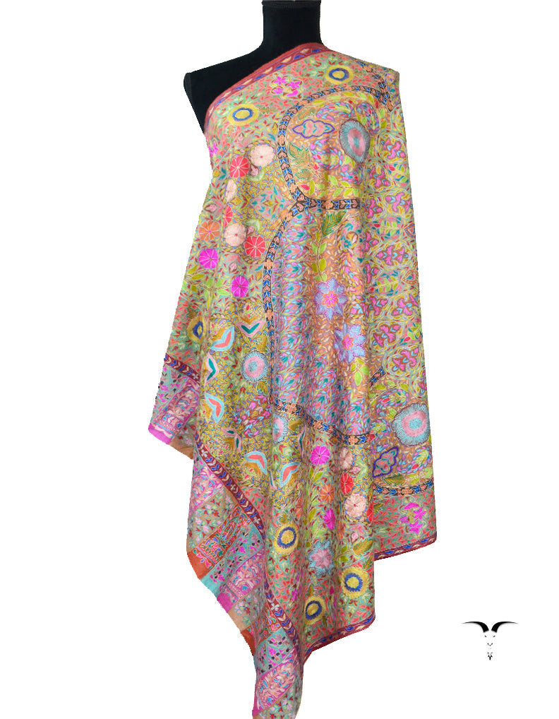 Multicoloured Kalamkari Pashmina Shawl 5538
