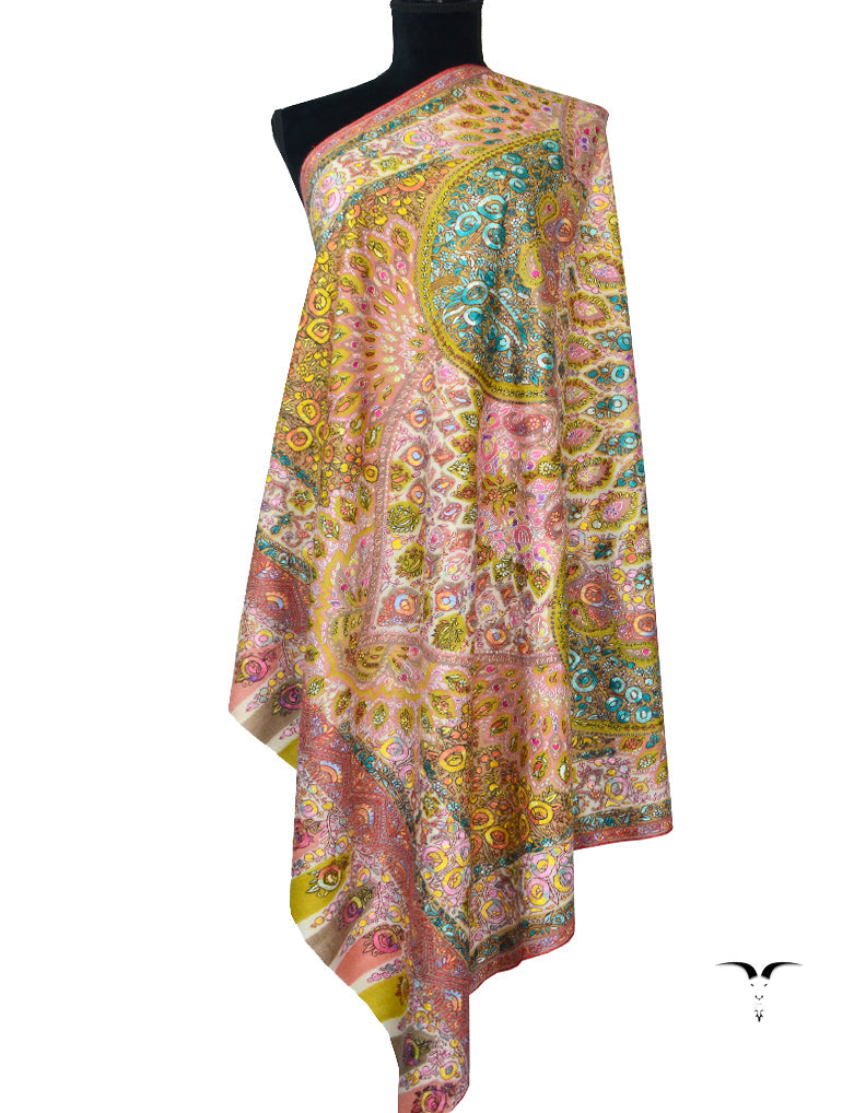Multicoloured Kalamkari Pashmina Shawl 5539