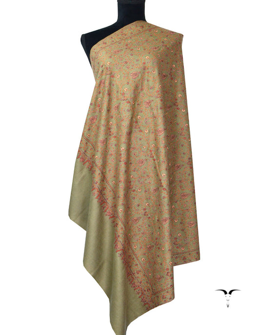 Natural Pashmina With Floral Sozni Work 5560