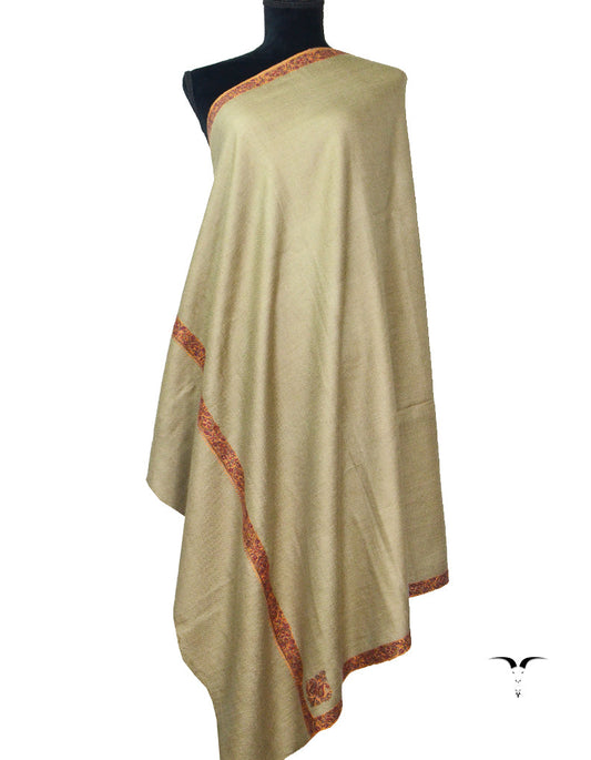Natural Pashmina Shawl In Sozni Work 5563