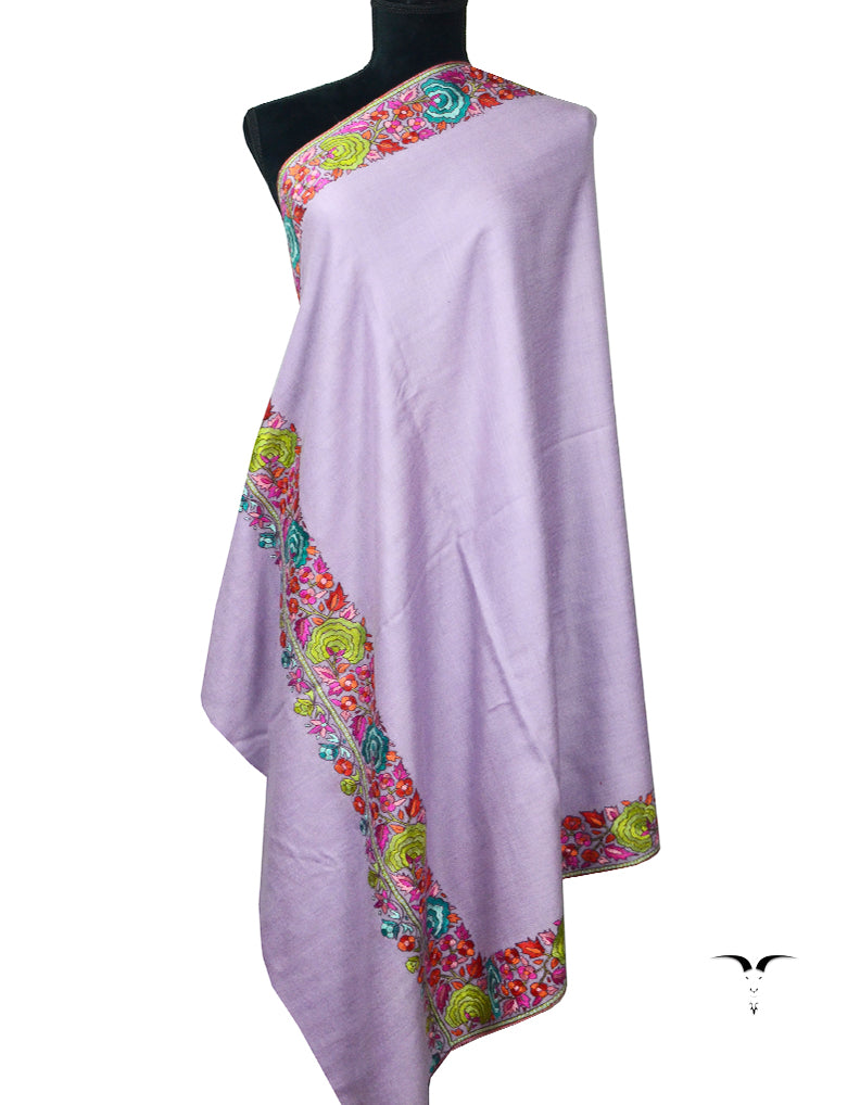Lavender Pashmina Shawl With Embroidery 5587