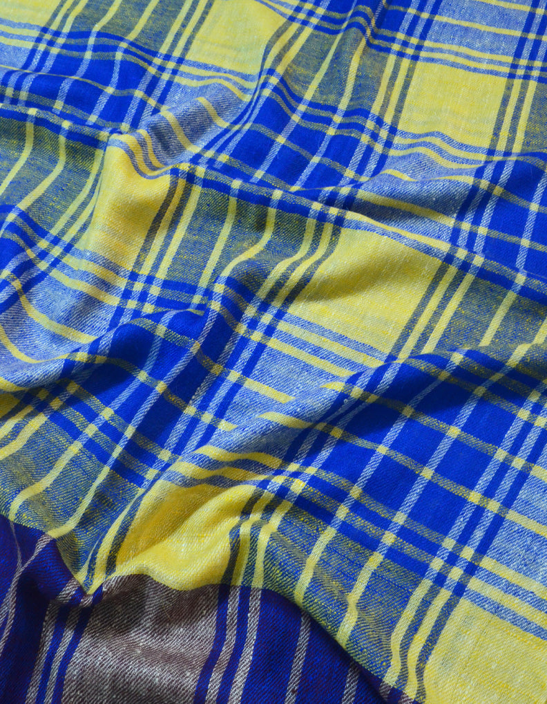 Pashmina Pattern Wrap In Yellow & Blue 5610