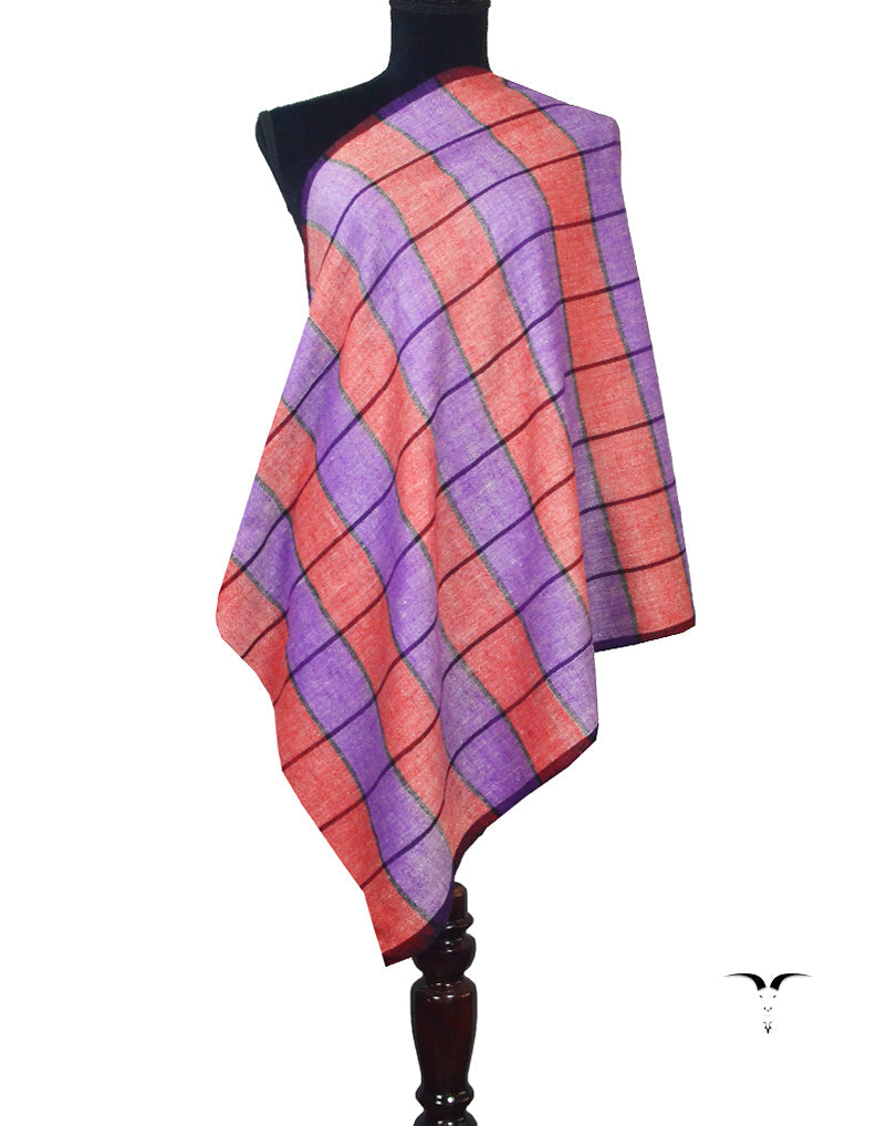 Pashmina Pattern Wrap In Hues Of Lavender & Red 5639