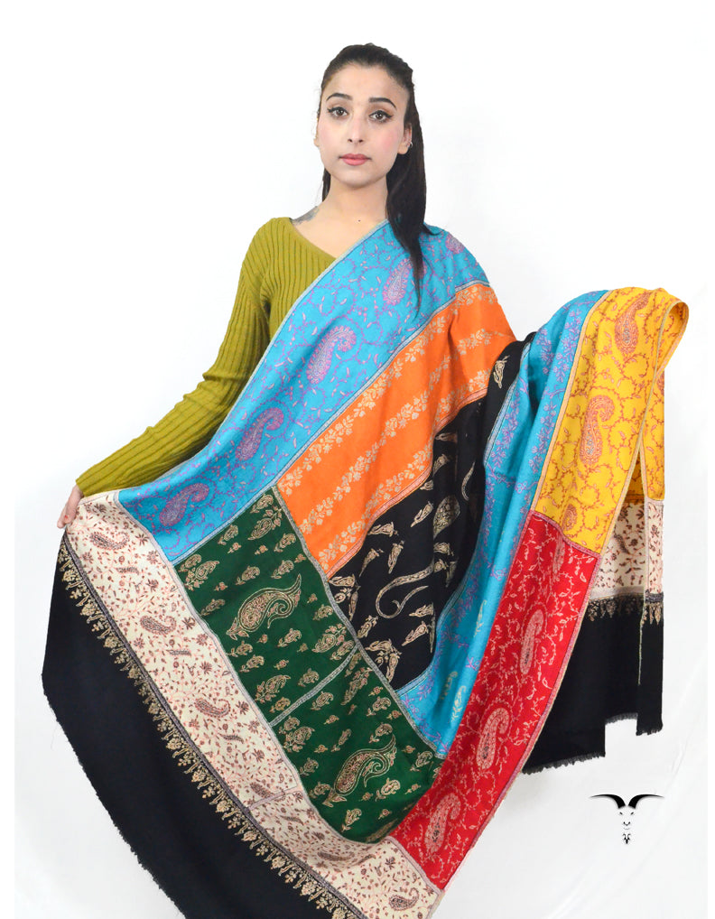 Multicoloured Pashmina Shawl With Sozni Work 5672