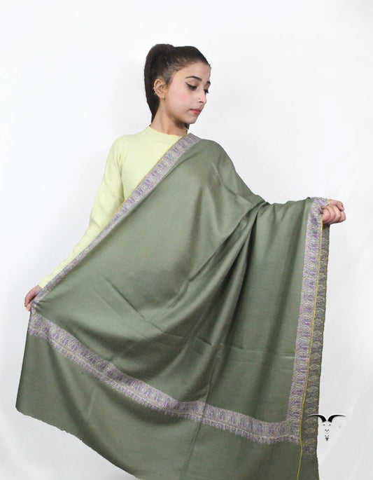 Natural Pashmina Shawl With Sozni Work 5690