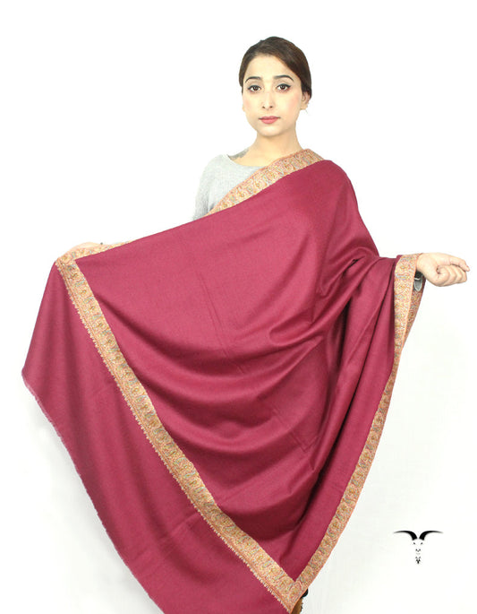 Pink Pashmina Shawl With Sozni Embroidery 5740