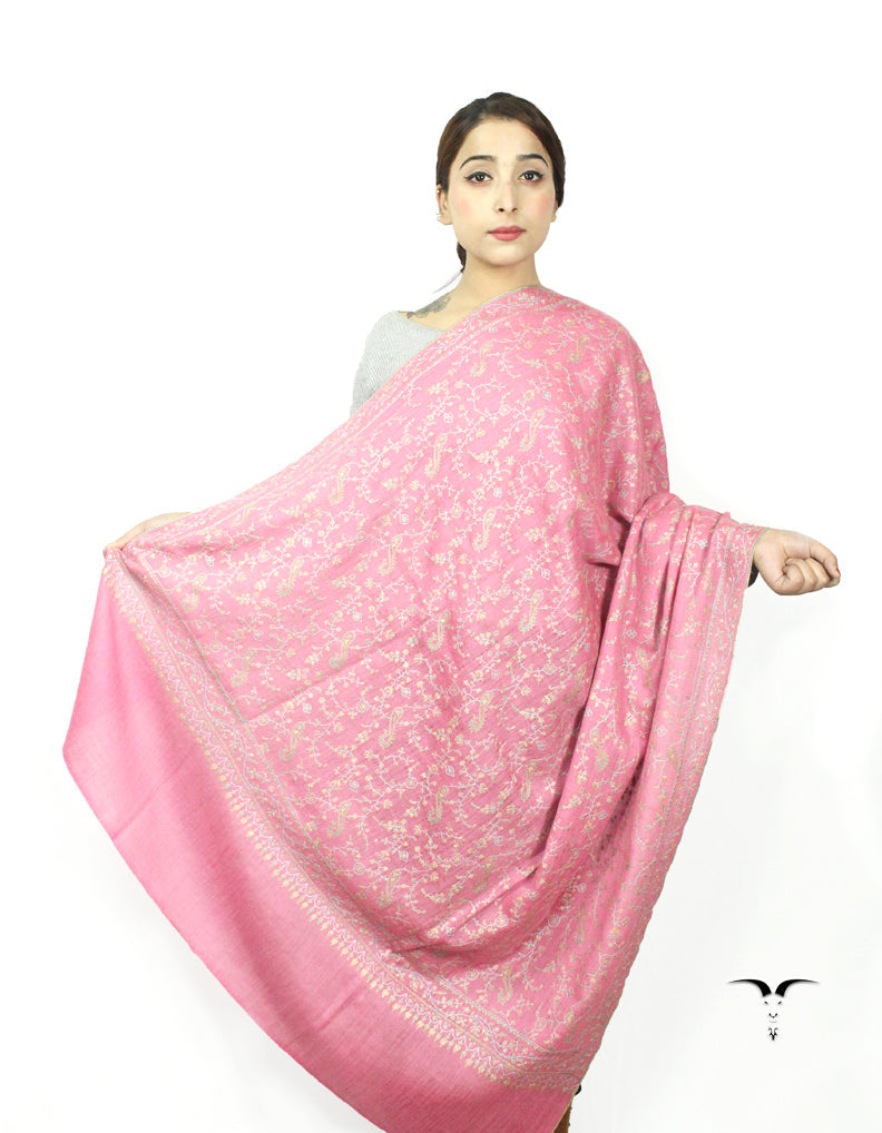 Blush Pink Pashmina Shawl With Sozni Work 5742