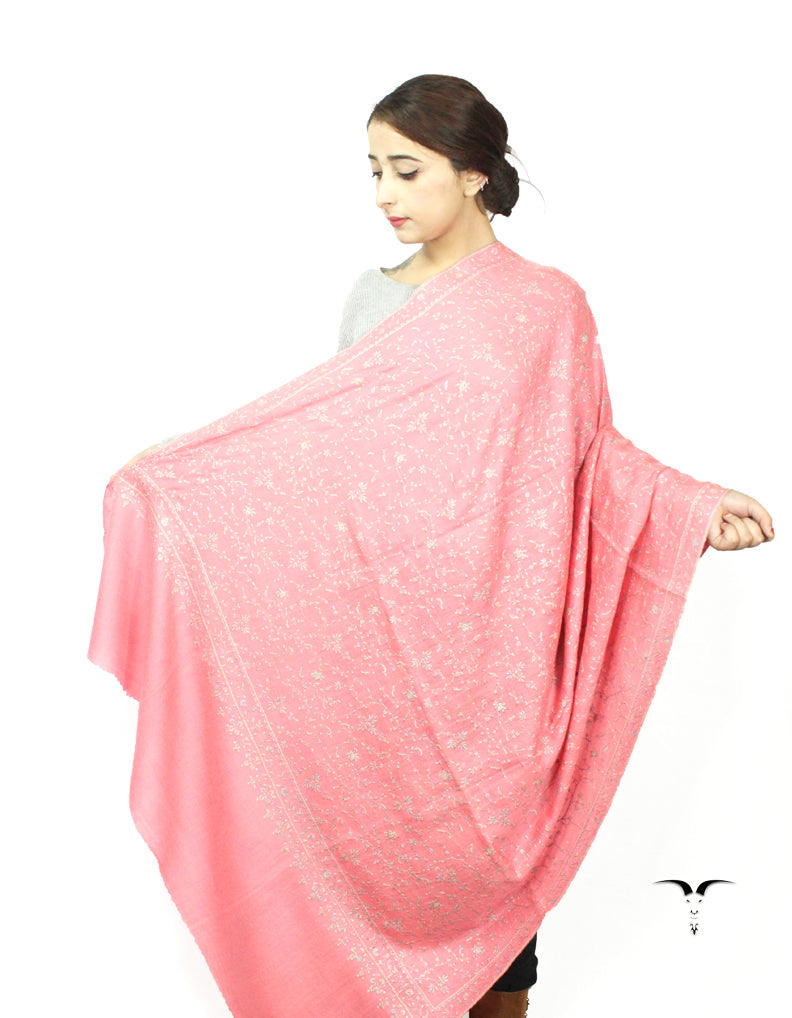 Blush Pink Pashmina Shawl With Sozni Work 5743
