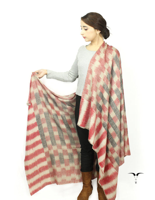 Maroon, Grey, Off White Ekat Pashmina Shawl 5754