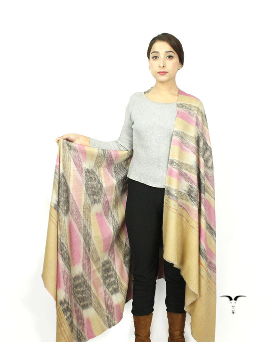 Pink, Grey & Beige Ekat Pashmina Shawl 5760
