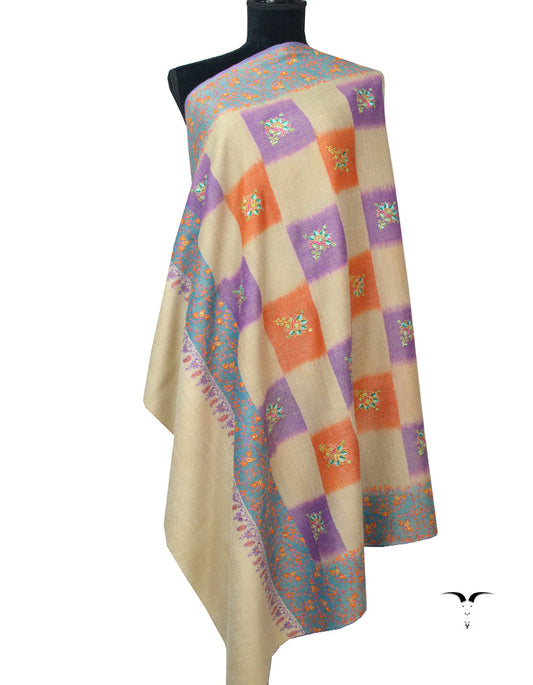 Multicoloured Pashmina Shawl With Sozni Work 5790