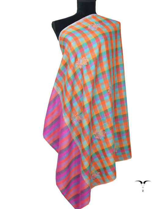 Multicoloured Pashmina Shawl with Sozni Work 5796