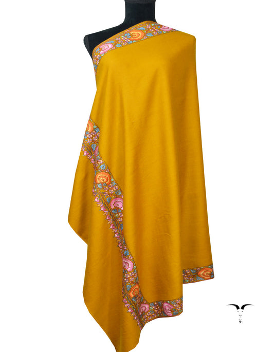 Mustard Pashmina Shawl With Embroidery 5803