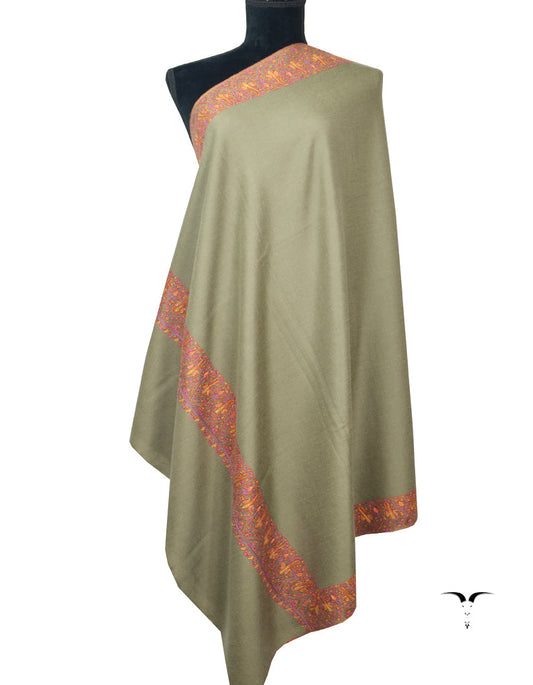 Natural Pashmina Shawl With Sozni Embroidery 5805