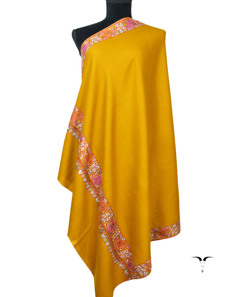 Mustard Pashmina Shawl With Embroidery 5806