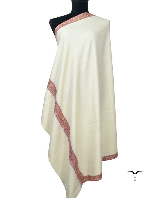 Off White Pashmina Shawl With Embroidery 5807