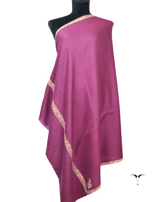 Purple Pashmina Shawl With Sozni Work 5813