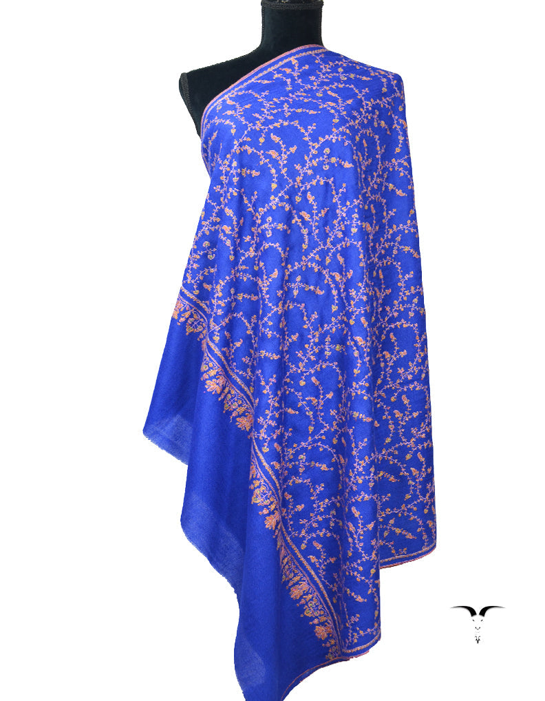 Ink Blue Pashmina Shawl With Sozni Work 5816