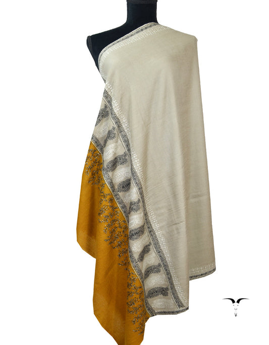 Natural Off White & Mustard With Sozni Work 5824