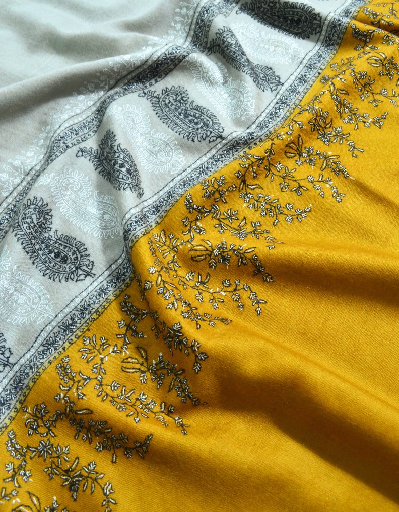 Natural Off White & Mustard With Sozni Work 5824