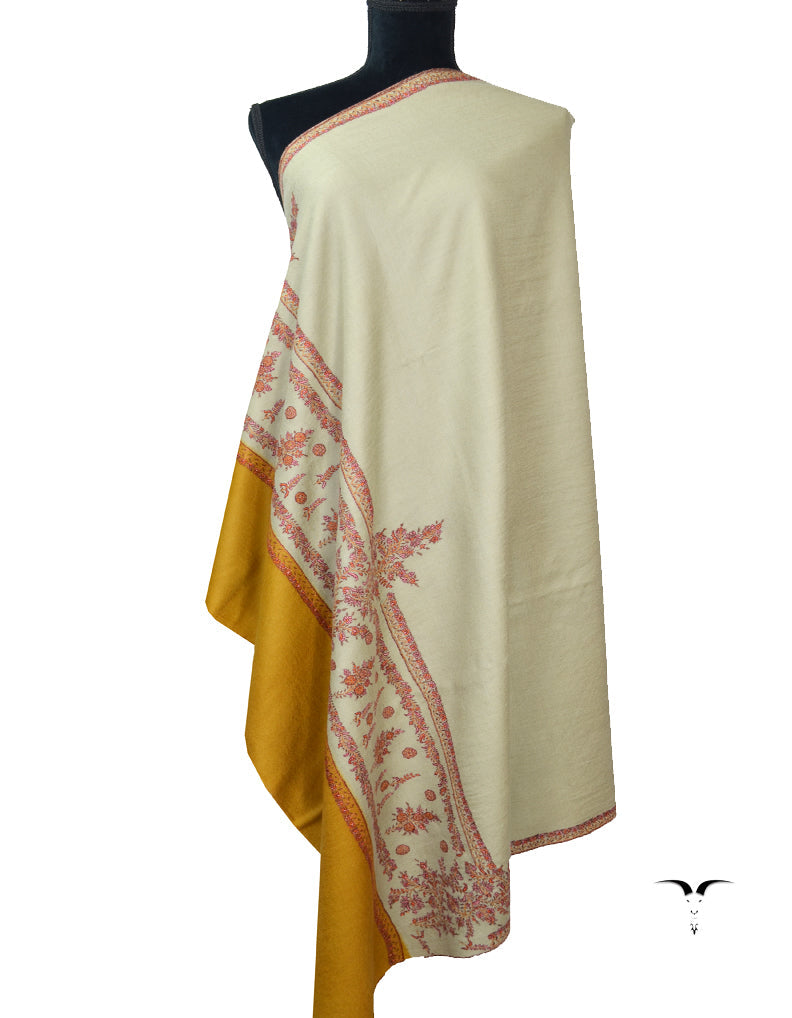 Natural Off White & Mustard With Sozni Work 5825