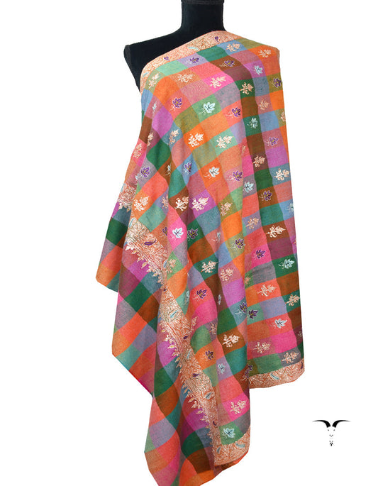 Multicoloured Pashmina Shawl With Tilla Work 5827