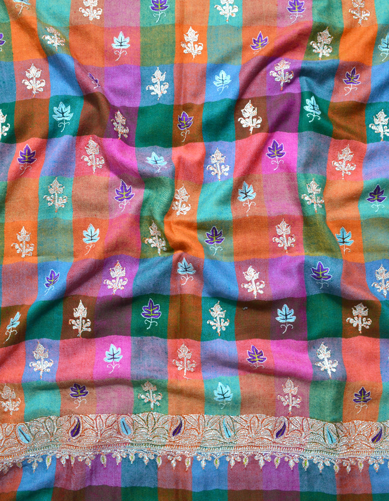 Multicoloured Pashmina Shawl With Tilla Work 5827