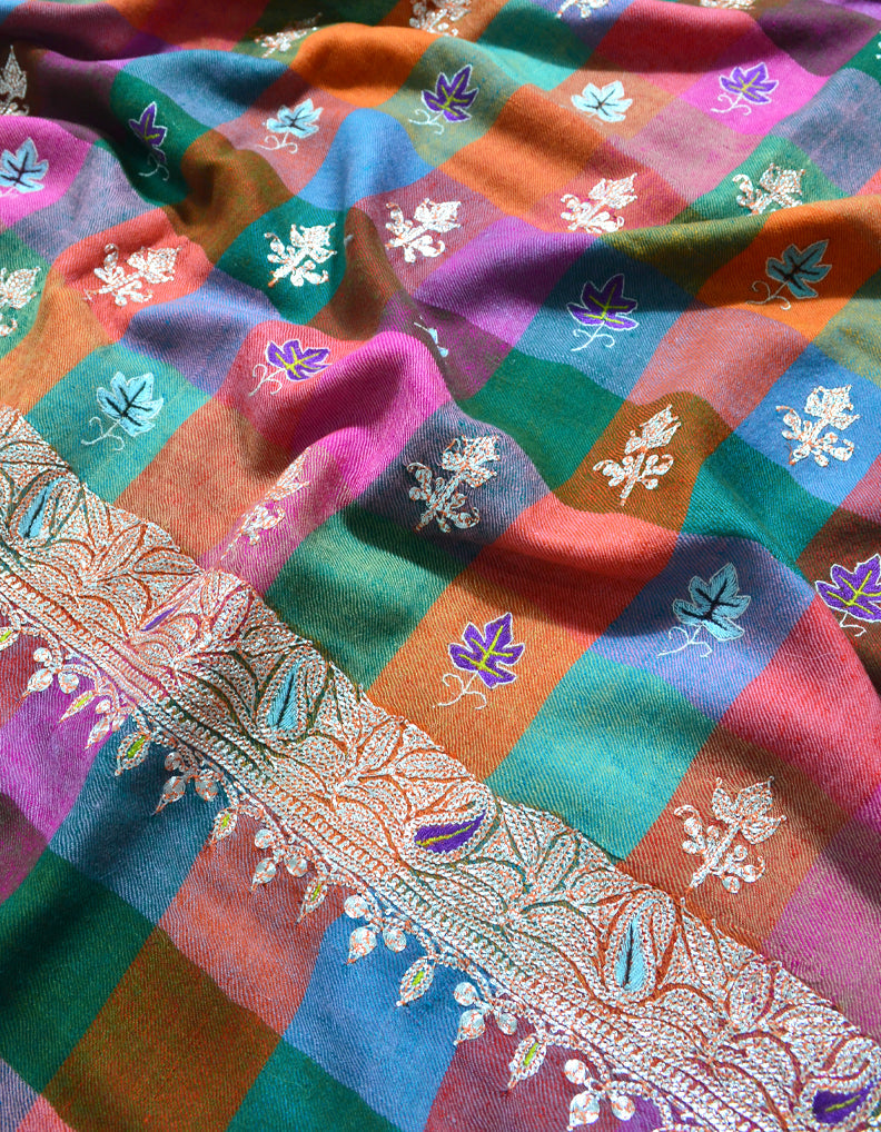 Multicoloured Pashmina Shawl With Tilla Work 5827