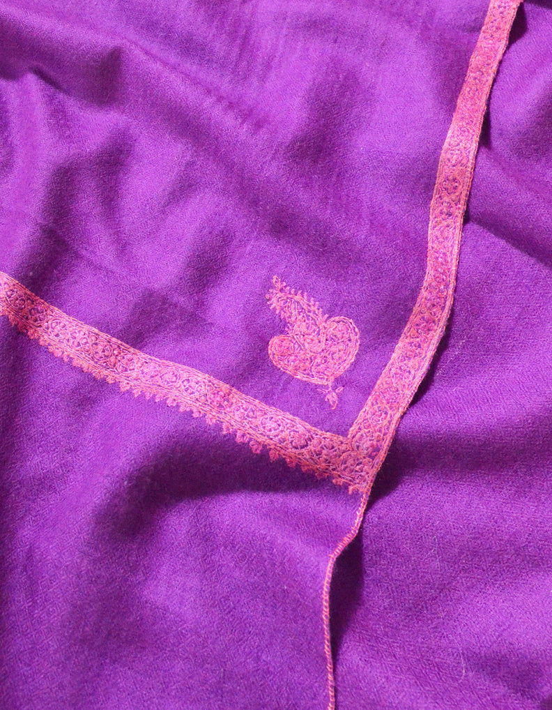 Purple Pashmina Stole In Sozni 5856