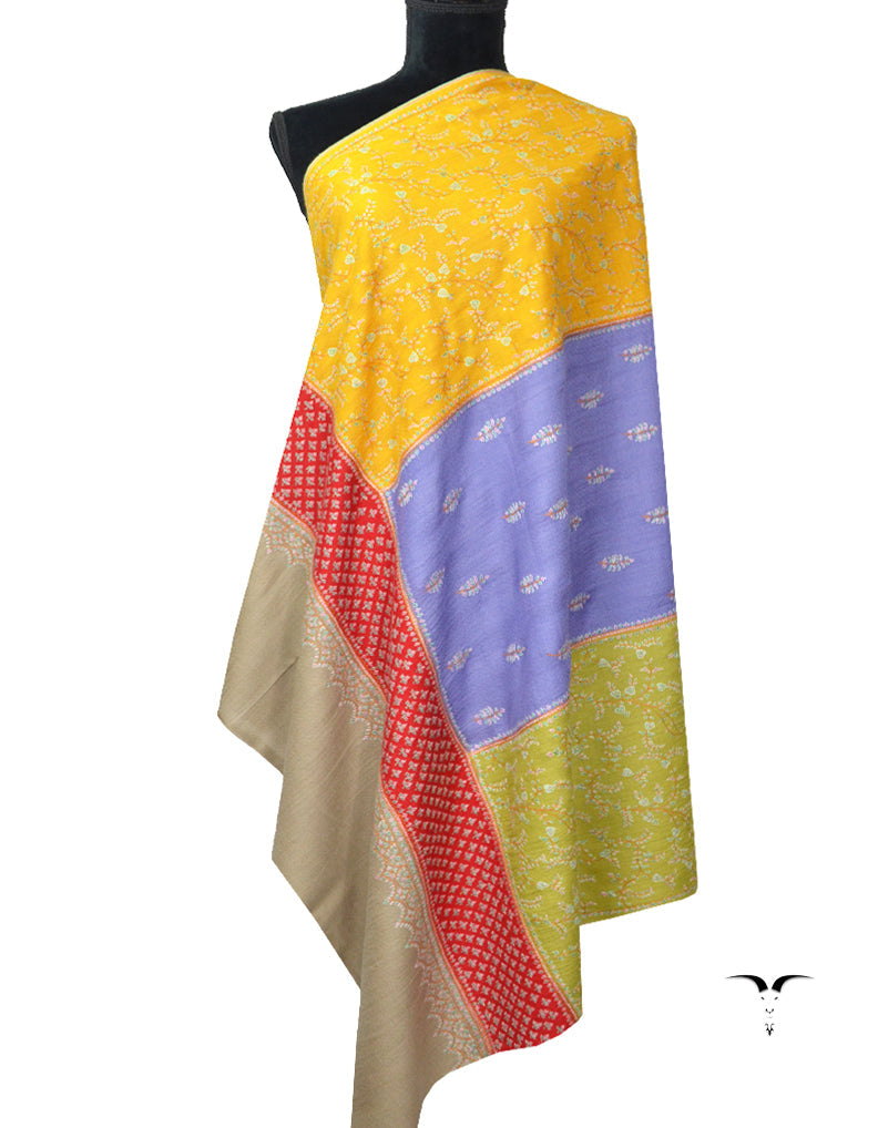 Multicoloured patchworkPashmina Shawl With Sozni 5875
