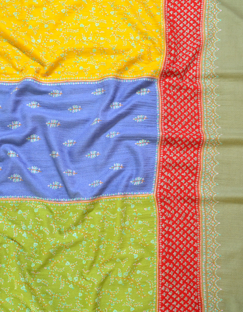 Multicoloured patchworkPashmina Shawl With Sozni 5875