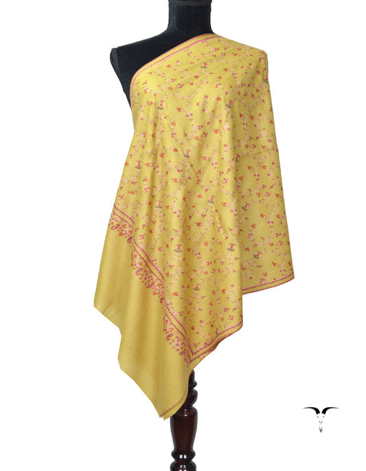 Yellow Pashmina Stole In Sozni 5883