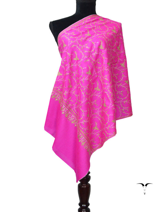 Pink Pashmina Stole In Sozni 5884