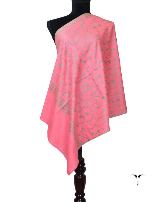 Pink Pashmina Stole In Sozni 5888